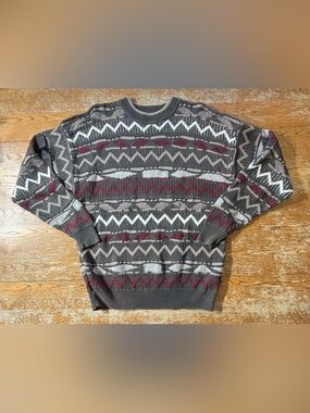 Vintage 80s-90s Brian MacNeil geometric coogie style knit sweater size L